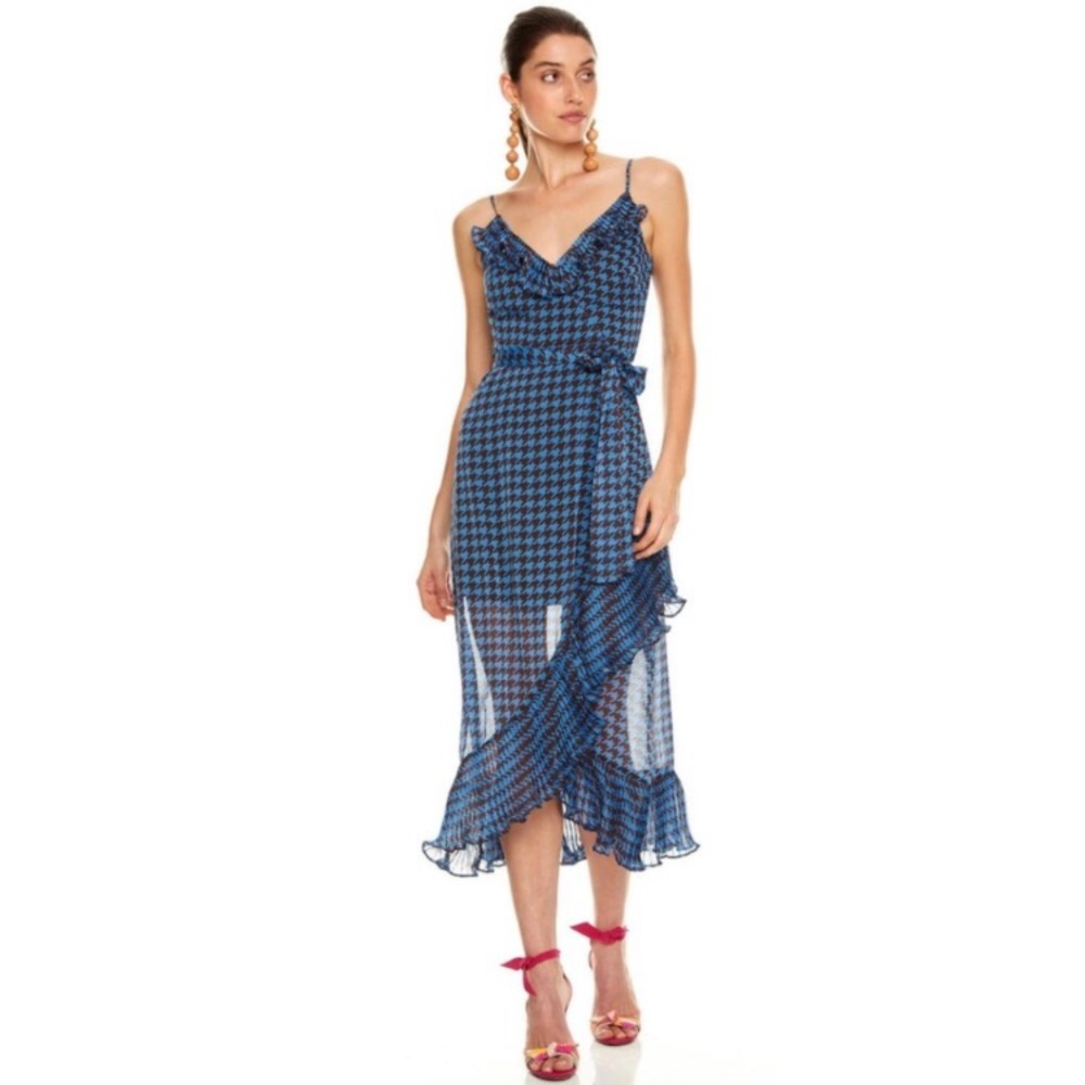 La Maison Talulah Sparks Fly Houndstooth Midi Dress Size S NEW